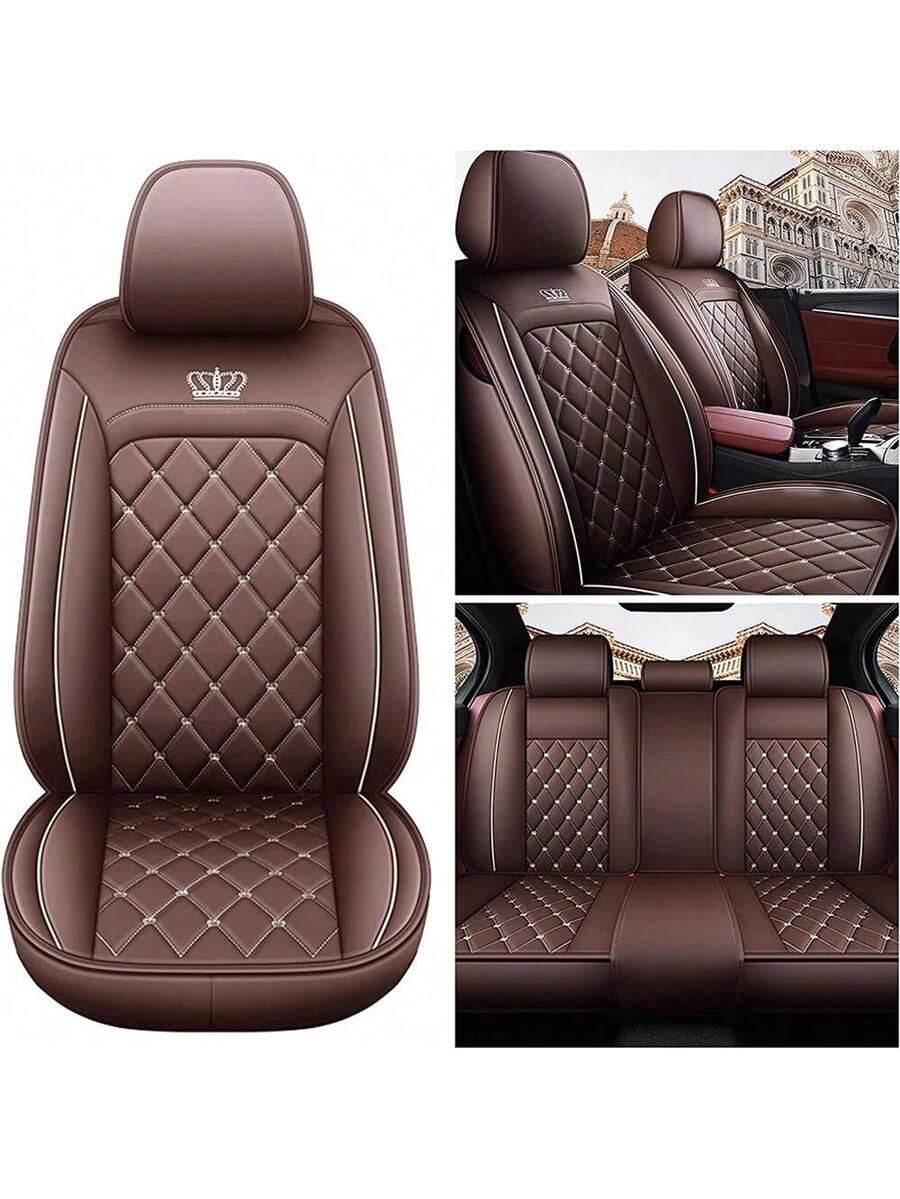 Leather Car Seat Covers Full Set Universal - PU-Leder Autositzbezug Vorne Hinten Universal 5-Sitzer