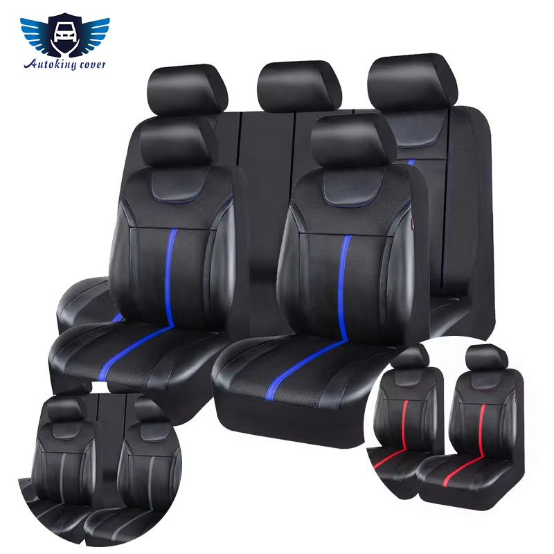 Leather Car Seat Covers Full Set Universal - AUTOKING PU-Leder und Netzstoff Universeller Autositzbezug-Set