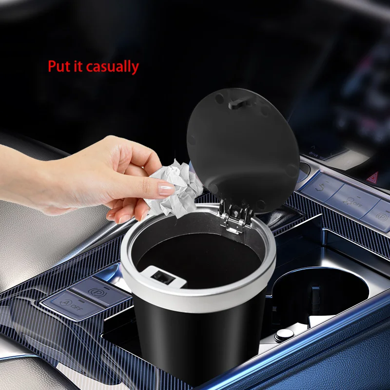 Waterproof Car Trash Can With Lid - zur Aufbewahrung von Getränkehaltern, kompakter, auslaufsicherer