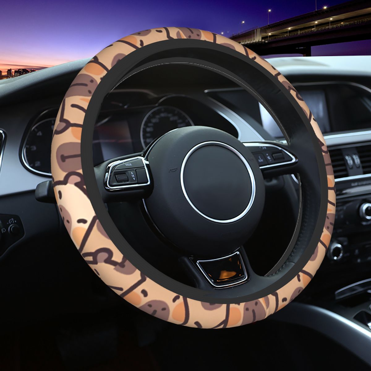 Car Steering Wheel Cover Anti Slip Breathable - Kawaii Anime Capybara Auto Lenkrad Abdeckung