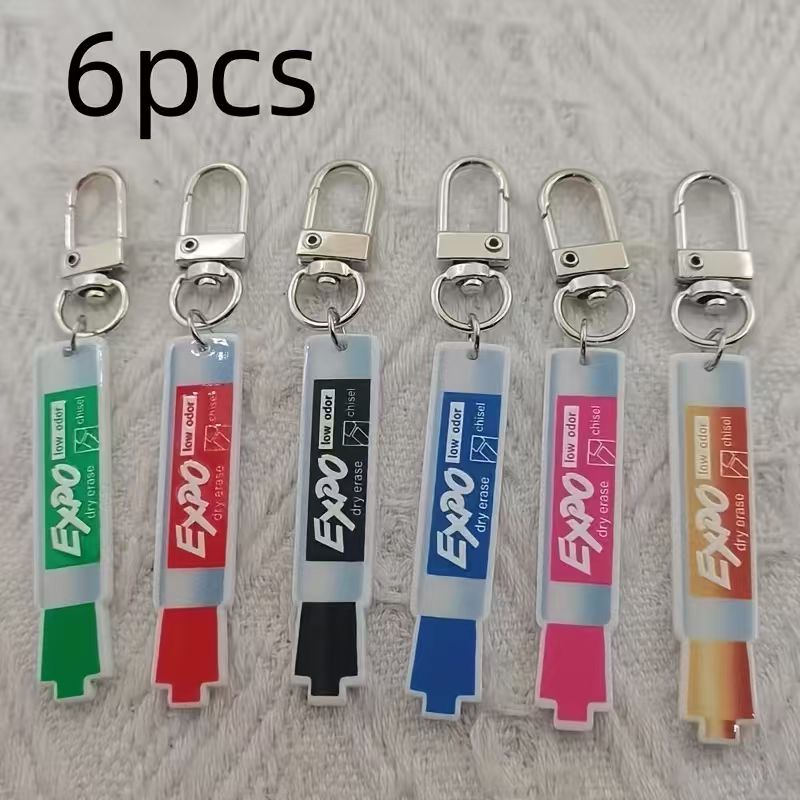 Car Accessories - 6 Stück Acryl-Stift-Schlüsselanhänger, Wanderschnalle aus Legierung,