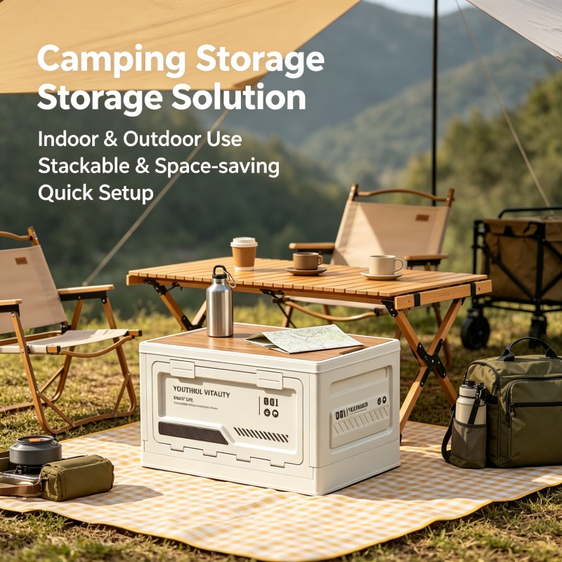 Car Trunk Organizer Foldable Storage Box - Outdoor-Aufbewahrungsbox Camping-Faltbox Camping-Organizer Kofferraumbox mit Holzdeckel