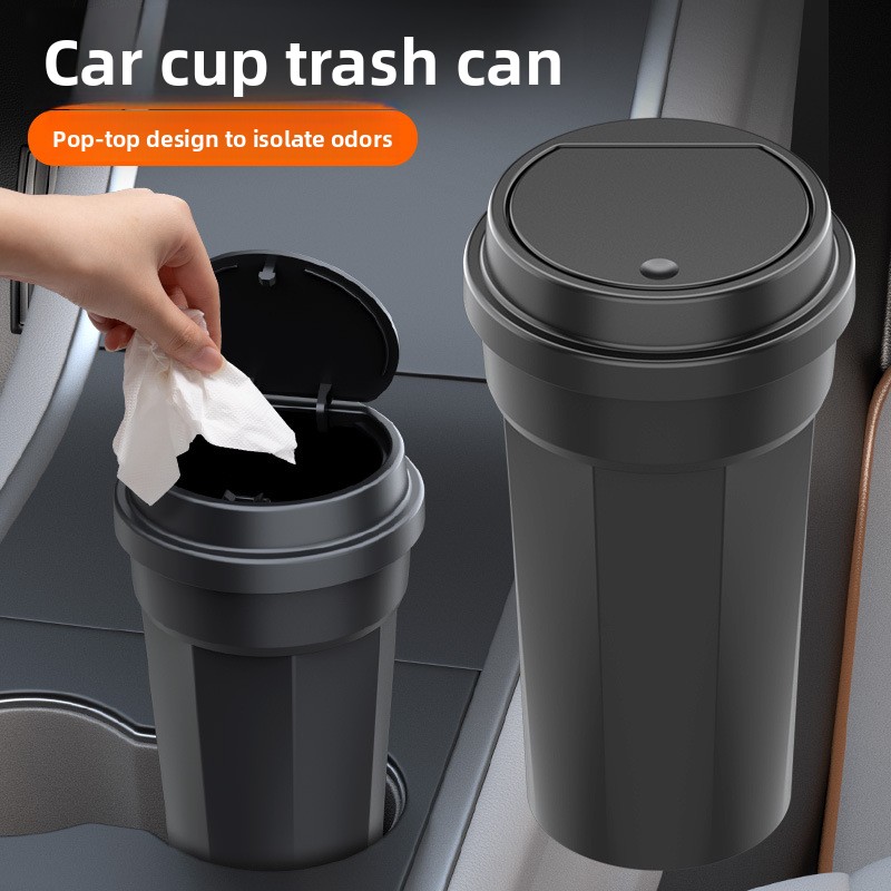 Waterproof Car Trash Can With Lid - Auto-Mülleimer Wasserdichter Getränkehalter-förmiger Mini-Multifunktions-Aufbewahrungsbehälter mit Druckknopfdeckel