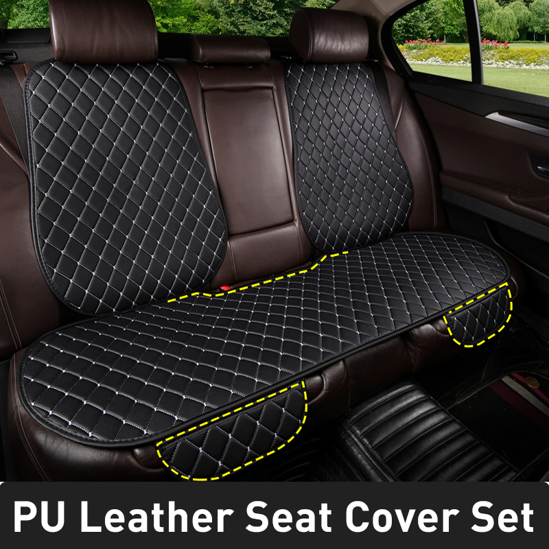 Leather Car Seat Covers Full Set Universal - Karcle PU-Leder Autositzbezüge Komplettset Rutschfeste Autositzkissen