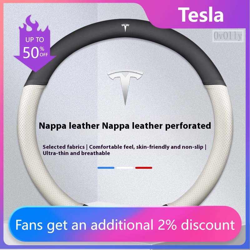 Car Steering Wheel Cover Anti Slip Breathable - Anti-Rutsch-Leder-Auto-Lenkradbezug aus Wildleder, Autozubehör für Tesla