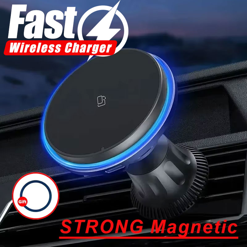Wireless Car Charger Mount Fast Charging - LED/RGB Magnetisches kabelloses Auto-Ladegerät für iPhone