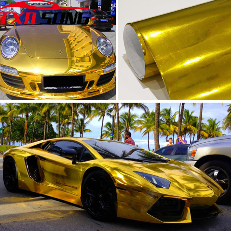 Anti Glare Car Rearview Mirror Film - 7 Größen Hochdehnbare Gold-Chrom-Spiegelfolie Flexible Vinyl-Wickelfolie