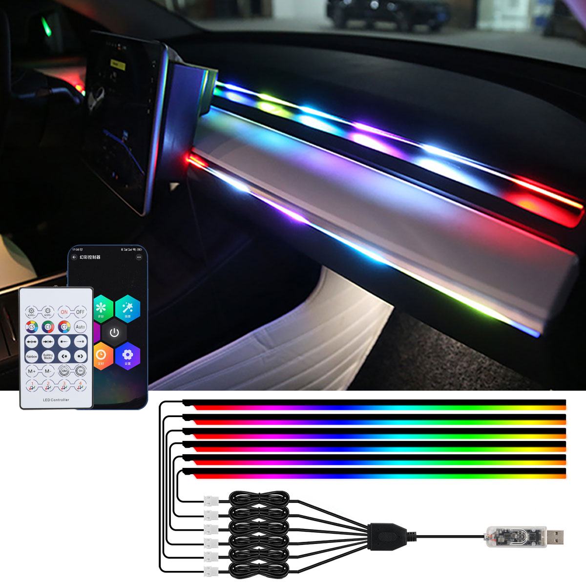 Led Ambient Interior Car Lights App Control - 6/10 in 1 Auto Led Umgebungs