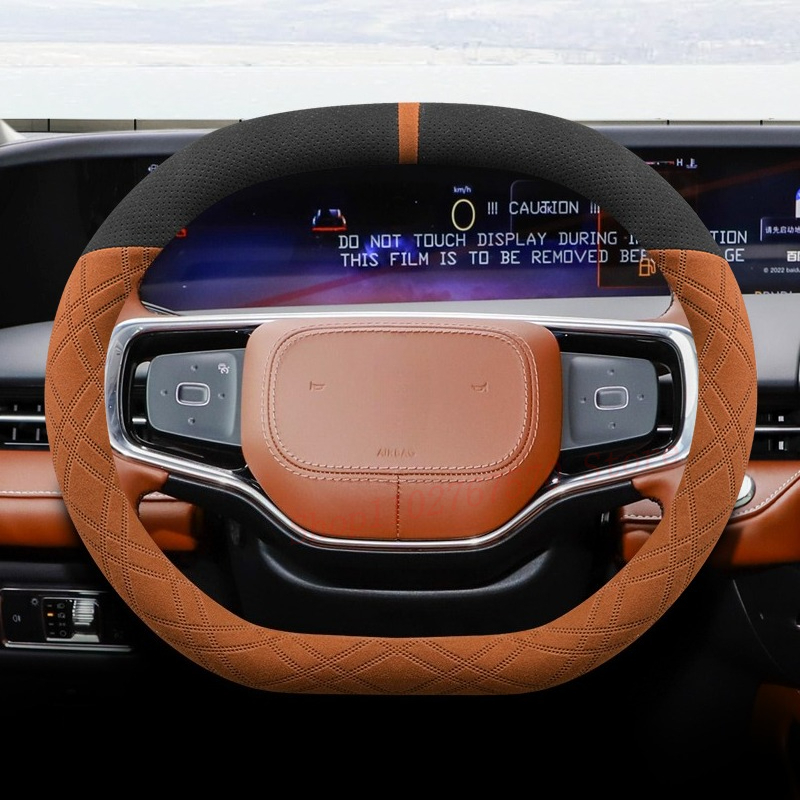 Car Steering Wheel Cover Anti Slip Breathable - Für Lincoln Nautilus 2021-2025 Nappaleder-Lenkradbezug, rutschfest,