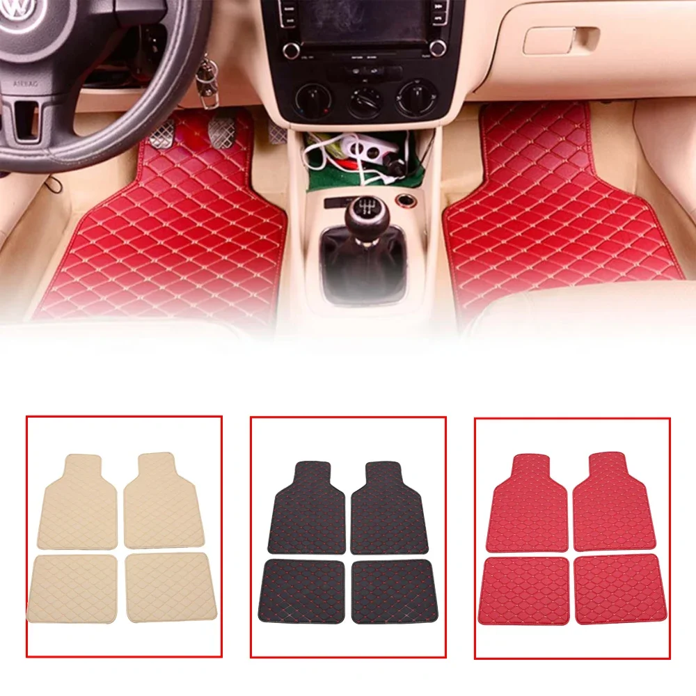 Car Floor Mats Universal Waterproof Leather - Auto-Fußmatten 4-teilig, universell, aus PU-Leder, wasserdicht,
