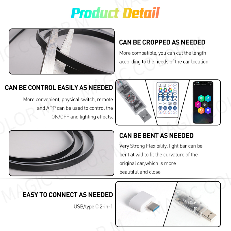 Vegetting 140 cm Auto Umgebung – Led Ambient Interior Car Lights App Control Bewertung und Preis