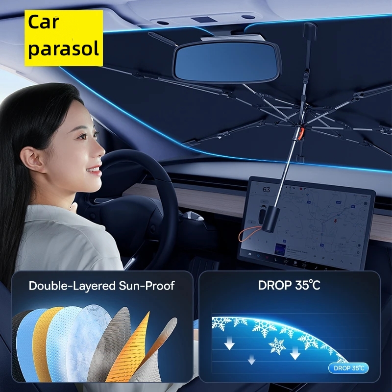 Auto Sonnenschirm Windschutzsc – Car Sunshade Windshield Umbrella Foldable Bewertung und Preis