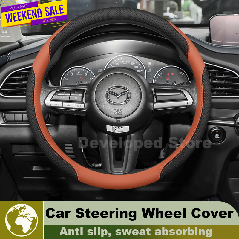 Leder-Lenkradbezug für Mazda C – Car Steering Wheel Cover Anti Slip Breathable Bewertung und Preis
