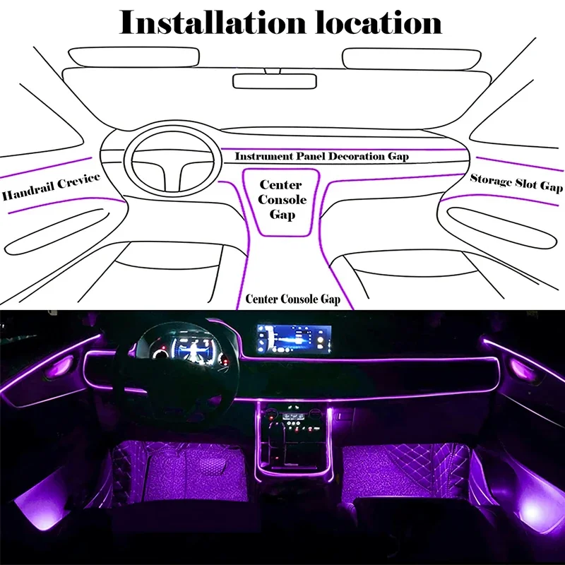 Flexible EL-Drahtleuchten mit  – Led Ambient Interior Car Lights App Control Bewertung und Preis