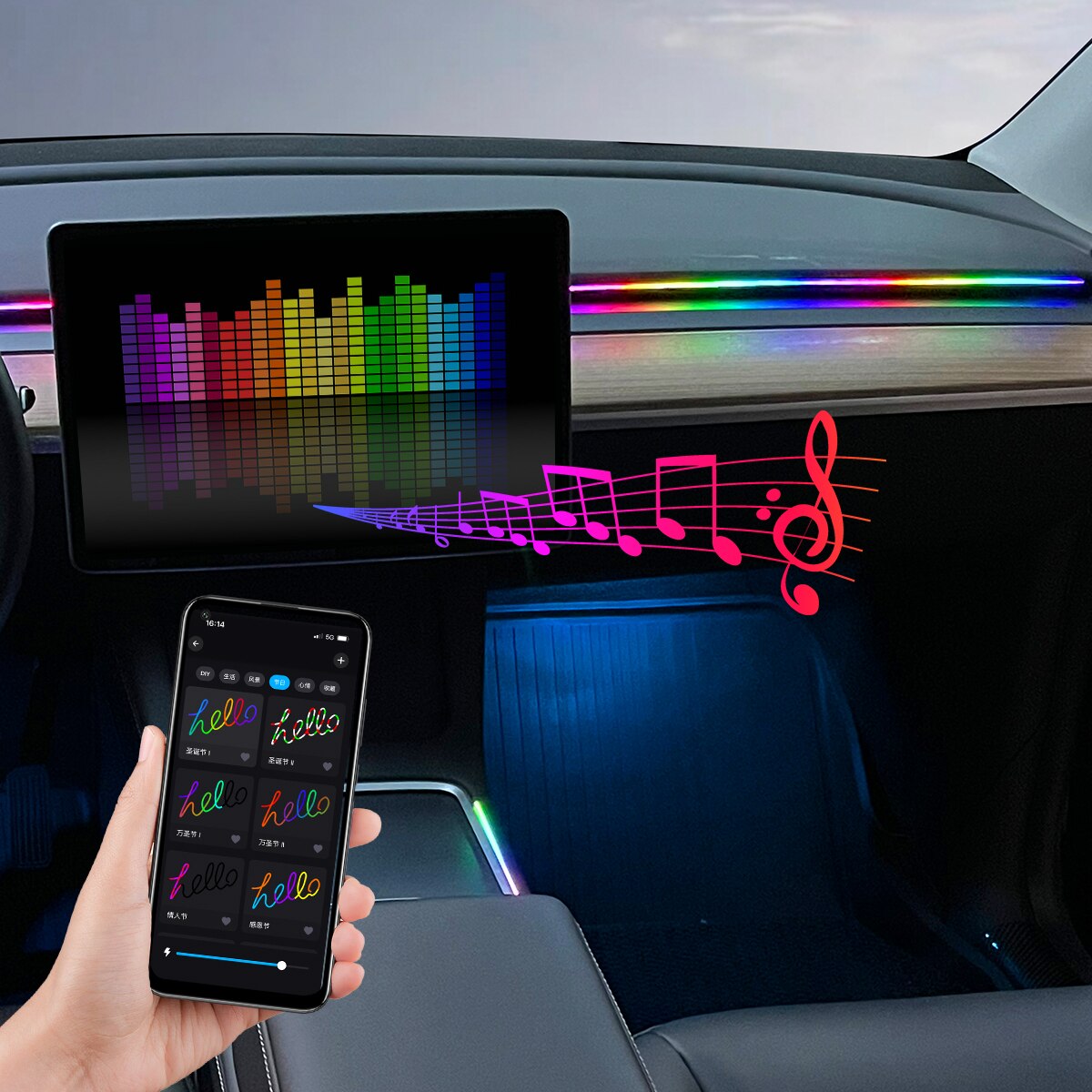 Auto LED Umgebungslicht USB 64 – Led Ambient Interior Car Lights App Control Bewertung und Preis
