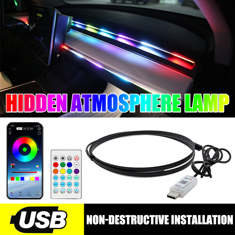 Auto-LED-Umgebungslicht, 64 Fa – Led Ambient Interior Car Lights App Control Bewertung und Preis